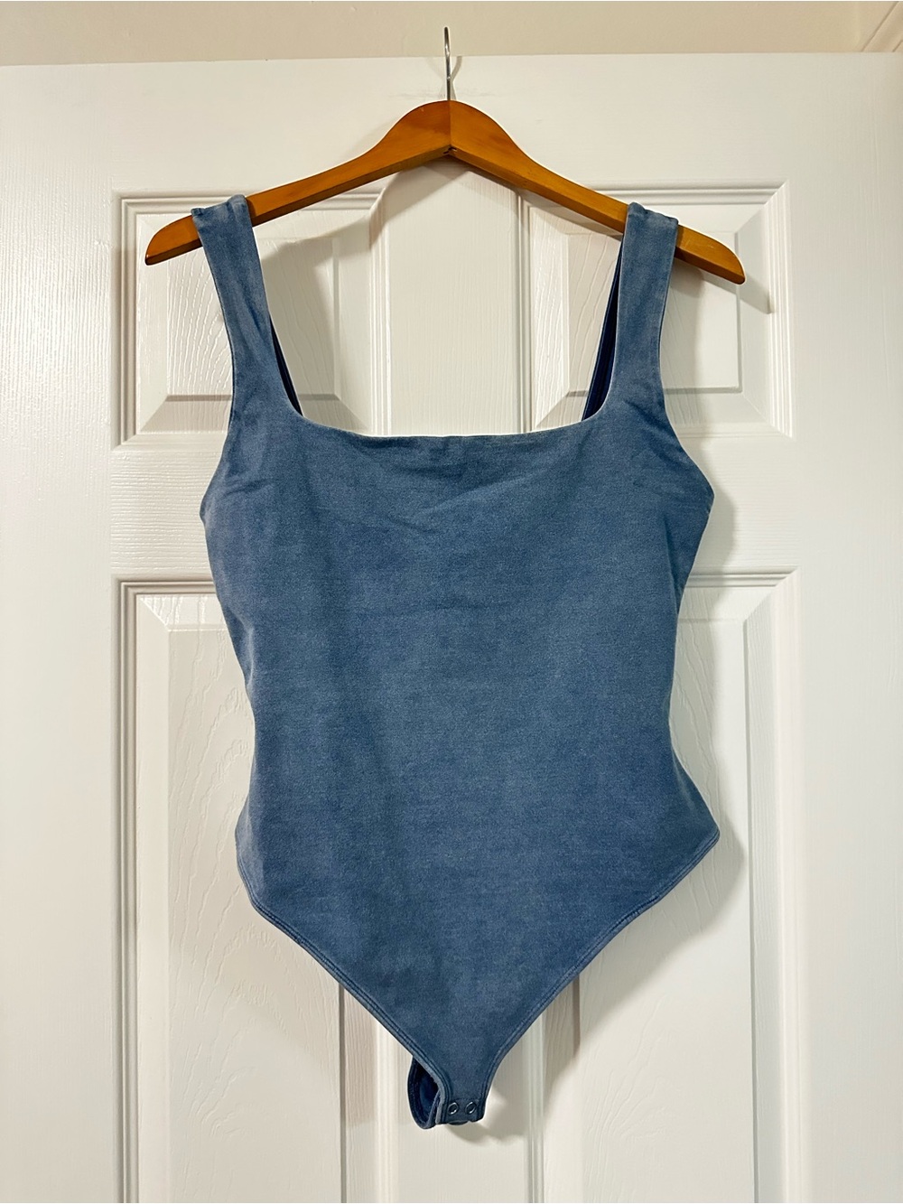 Good American Blue square neck thong Bodysuit size 2xl